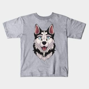 Shocked Surprised Expression Black Husky Dog Kids T-Shirt